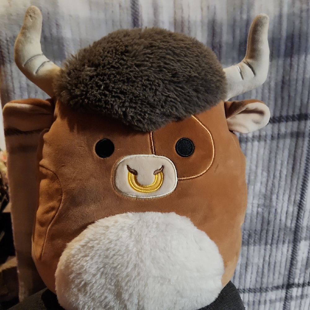 Squishmallows 12 Inch Brown and White Bull Plush